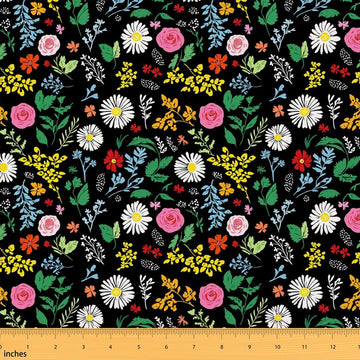Boho Florals Fabric By The Yard Soft Retro Daisy Floral