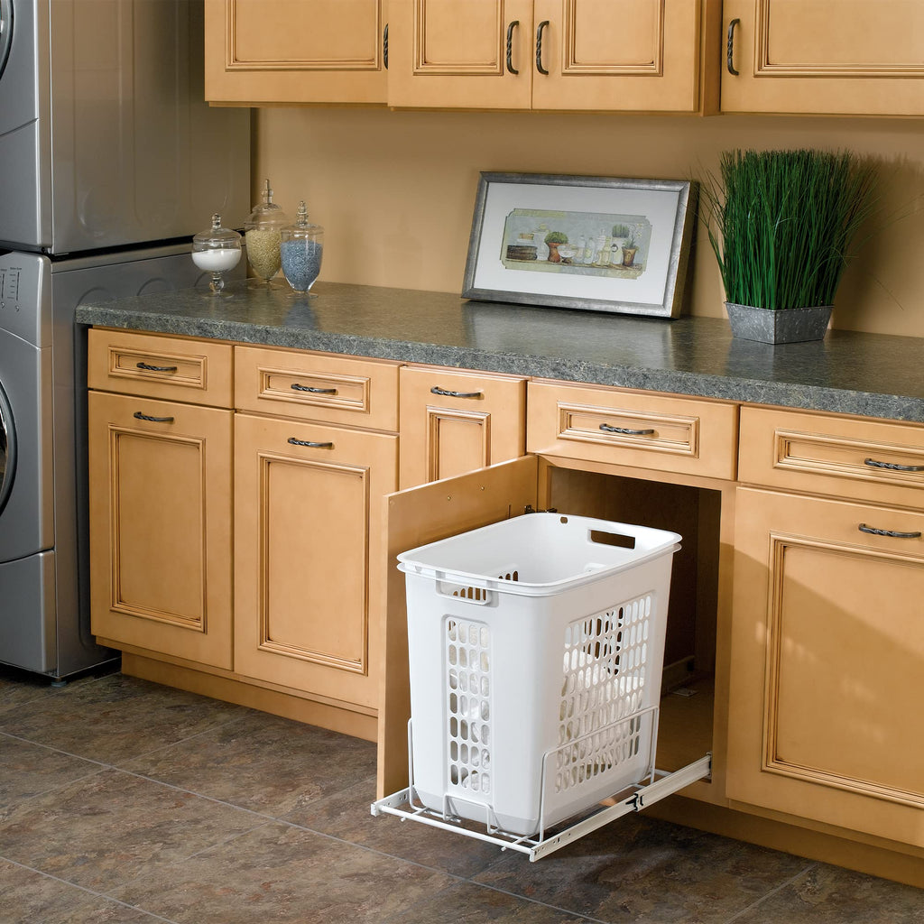 Large Pullout Clothes Hamper, Steel Frame & Polymer Laundry Bin