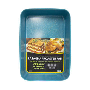 15 x 10 x 3-Inch Ultimate Series Commercial Weight Ceramic Coated Non-Stick Lasagna/Roasting Pan (Blue Granite)