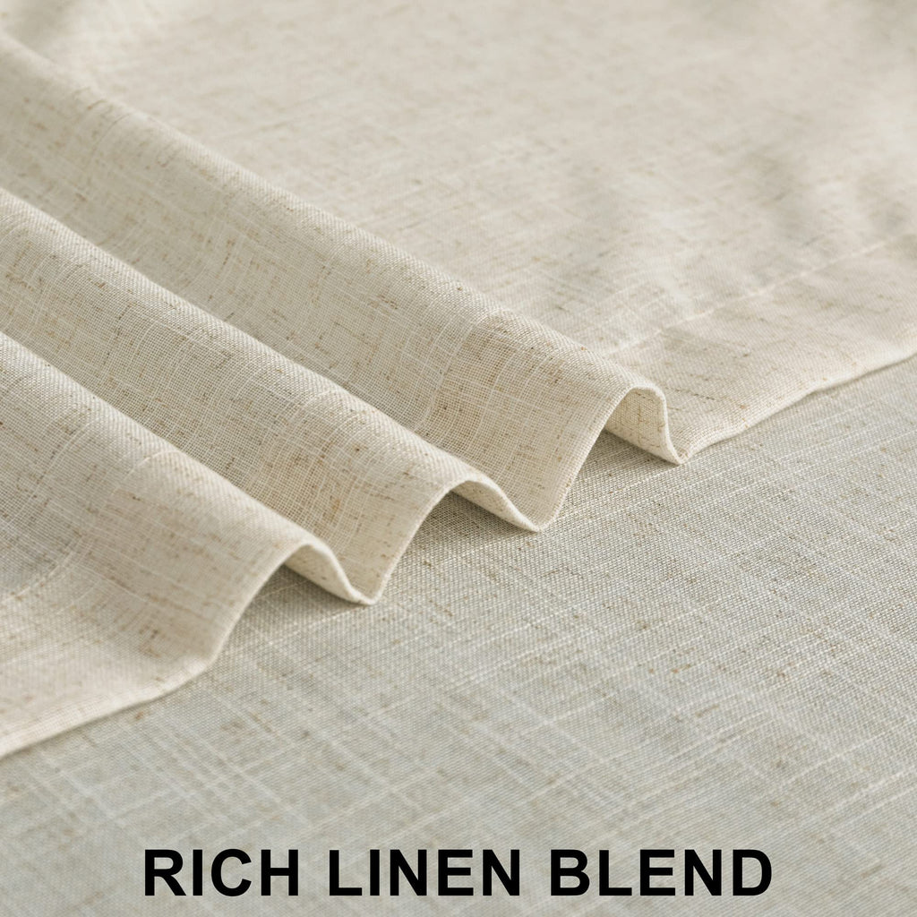 Flax Linen Curtain 100 Inches Long 2 Panels Set Back Tab Pleated Rod Pocket Beige Drapes Neutral Farmhouse Light