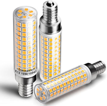 E12 Dimmable Candelabra Light Bulb 100W Equivalent 2700K Warm White, 3 Pack