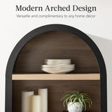 72" Tall Arched Pantry Cabinet w/Reeded Doors, 5-Tier Bookshelf, Armoire, Hutch, Bookcase