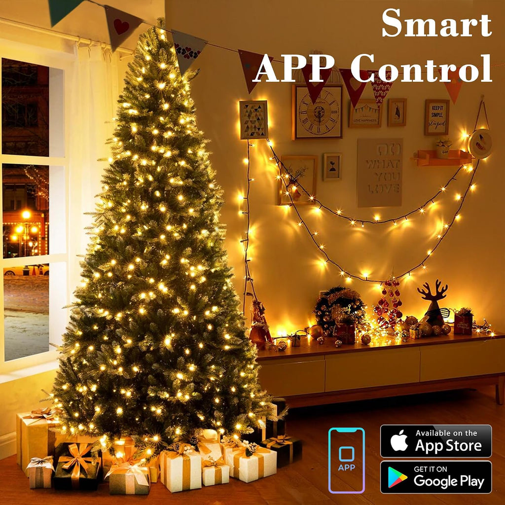 Gentle Twinkle Christmas Lights, 200 LED Smart Christmas Tree Light