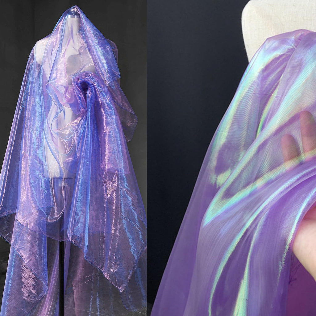 3 Yard Sheer Magic Iridescent Laser Gradient Organza Fabric (Magic Purple)