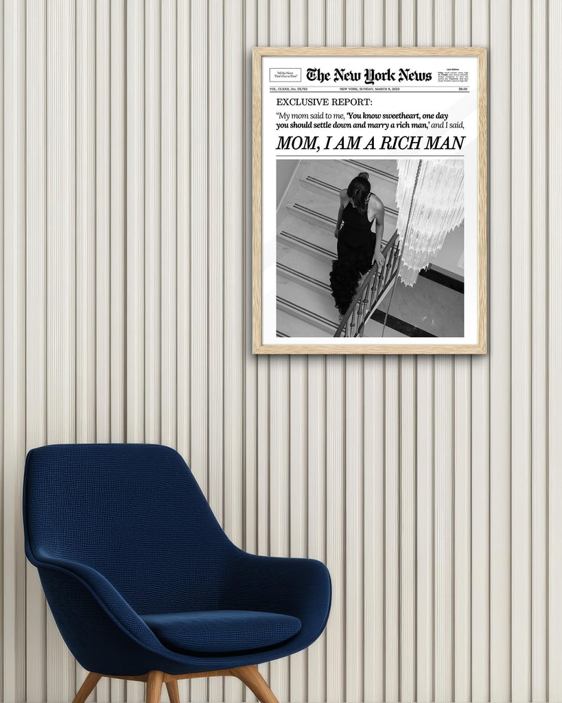 16x20 in Mom I Am a Rich Man Newspaper Framed Wall Art
