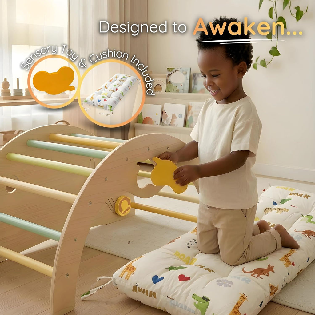 Savan'Arc Wooden Climbing Arch Cushion, in-1 Montessori Baby Toys