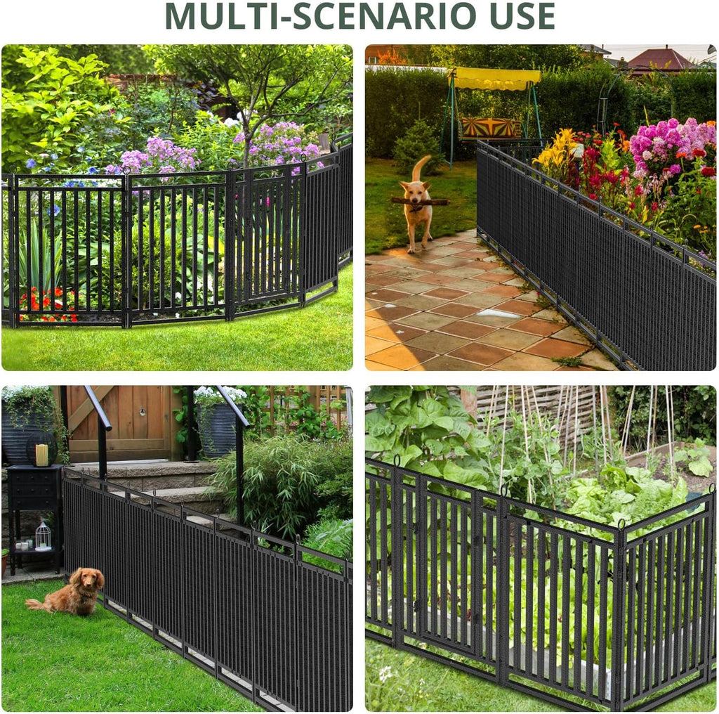 Decorative Garden Fence Metal Dog Fence Outdoor for Yard, 110ft (L) × 40in (H), 42 Panels + 6 Gates, Heavy Duty