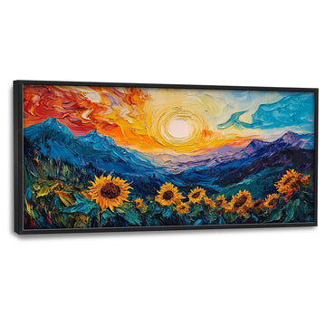 Large Starry Night Sunflowers Wall Art 60''x30''