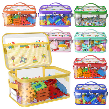 8 Packs Large Clear Toy Storage Bags with Double Zipper & Handles, L