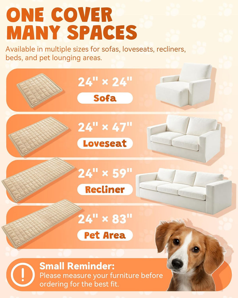 Couch Cover, Non-Slip Plush Pet Couch Cover, Anti-Scratch, Clean & Stylish, Against Fur, Dirt, Daily Mess