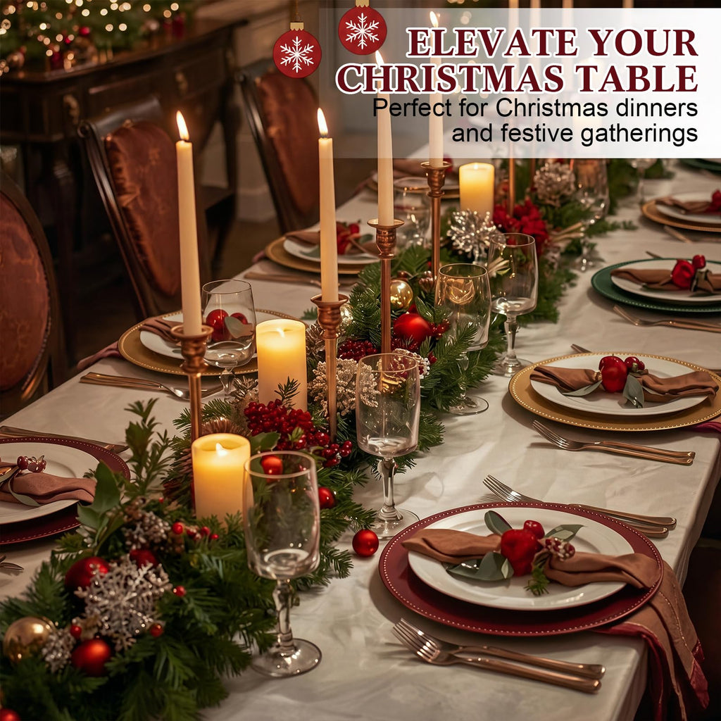 12 Pcs Christmas Charger Plates with Beaded Rim 13 Inch Reusable