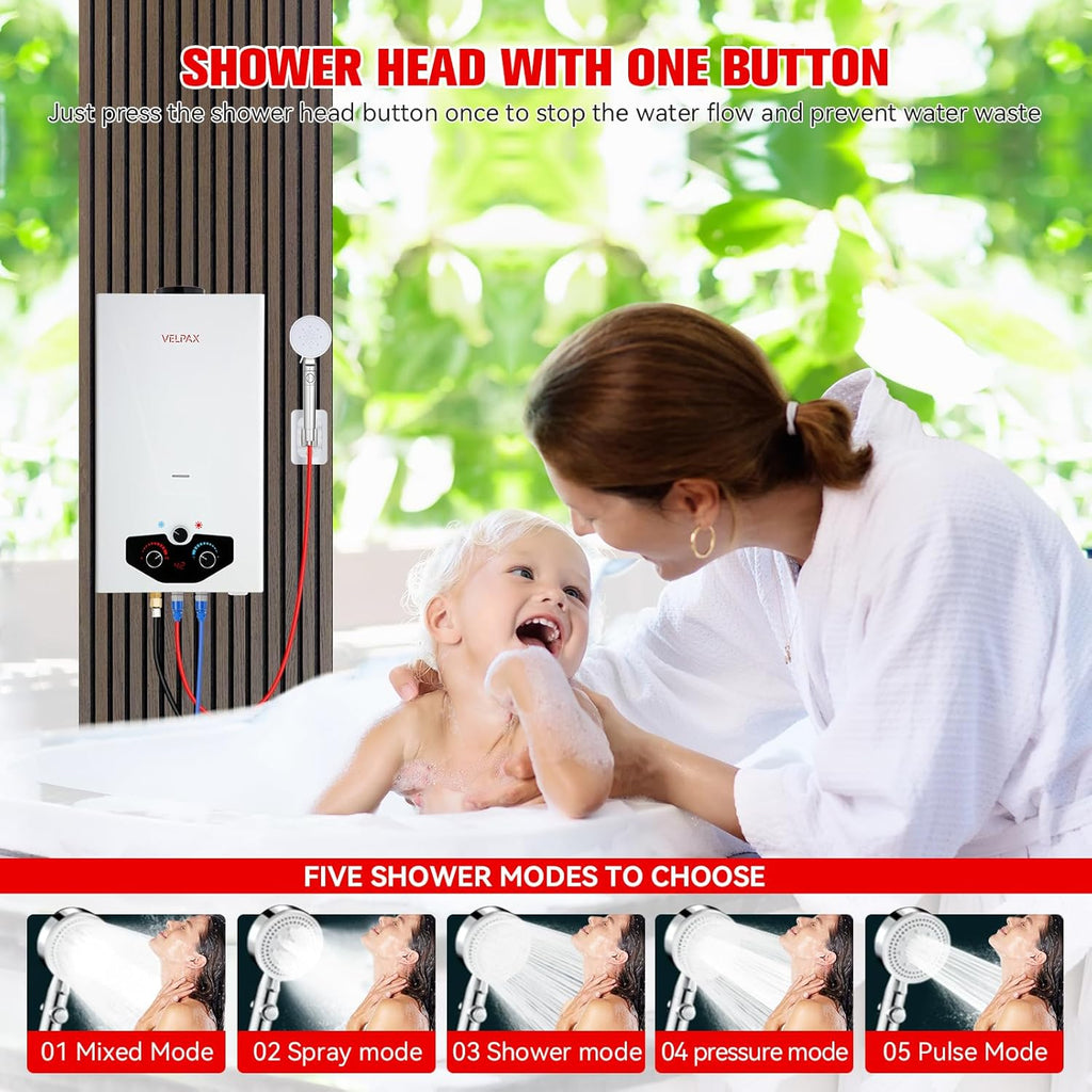 Tankless Water Heater Propane, 2.64GPM 10L Outdoor Portable water heater, with 2 GPM Water Pump