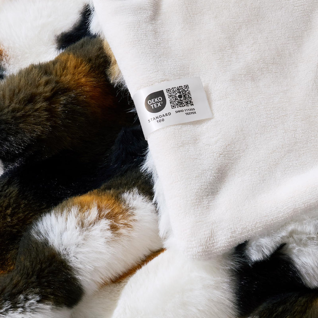 Bliss Bubble Faux Fur Throw Blanket for Couch, Cow Print, 50"x60"