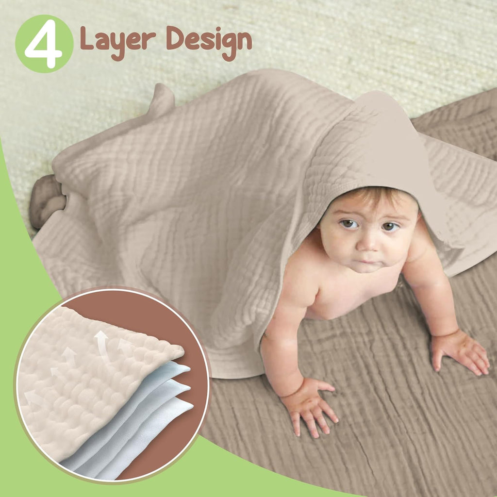 100% Organic Cotton 2 PK Muslin Baby Hooded Towel Toddler 32x32