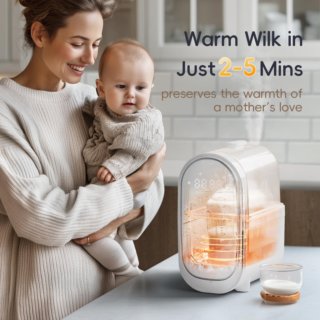 Bottle Warmer for Breastmilk, 11-in-1 Double Bottle Warmer Large Touchscreen with Night Light, Detachable for Easy