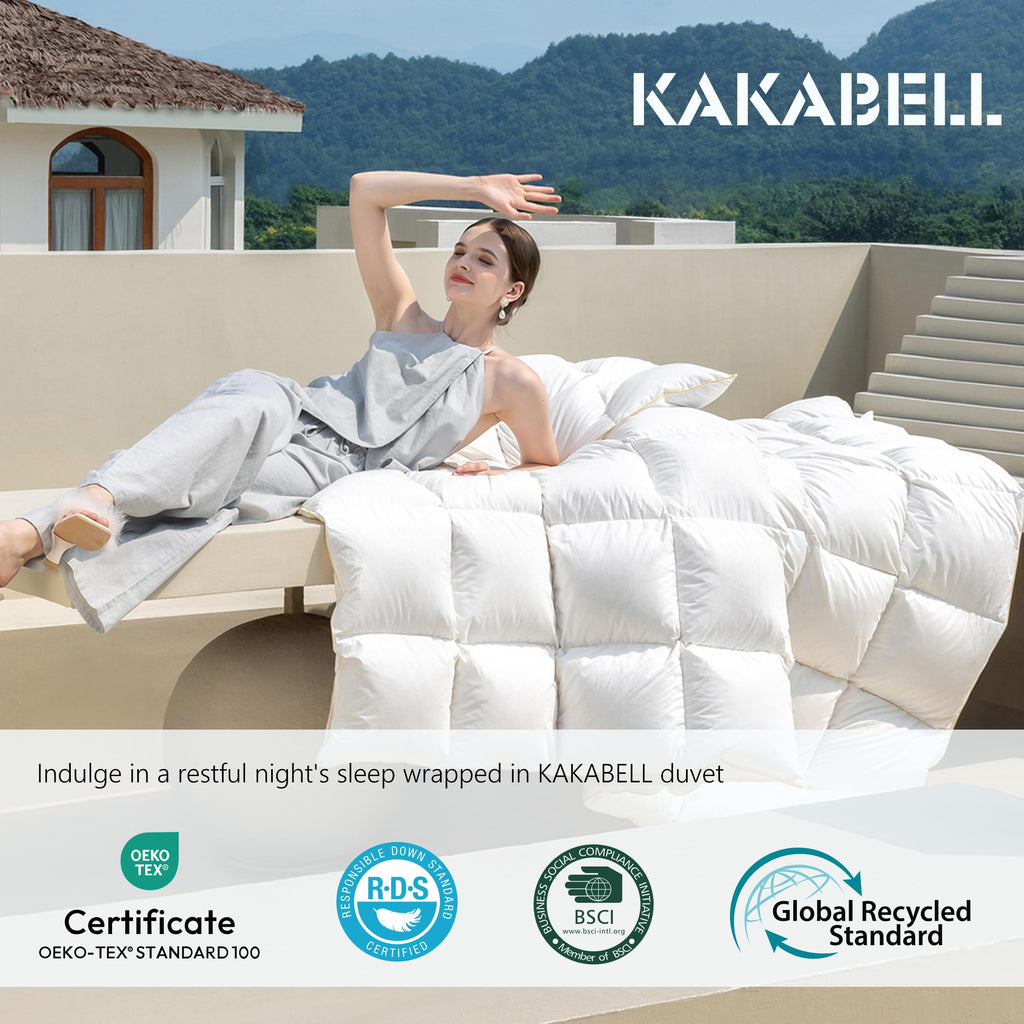 Goose Down Feather Comforter Palatial King Size Noiseless Duvet Insert with Premium Egyptian Cotton Cover Medium Warm