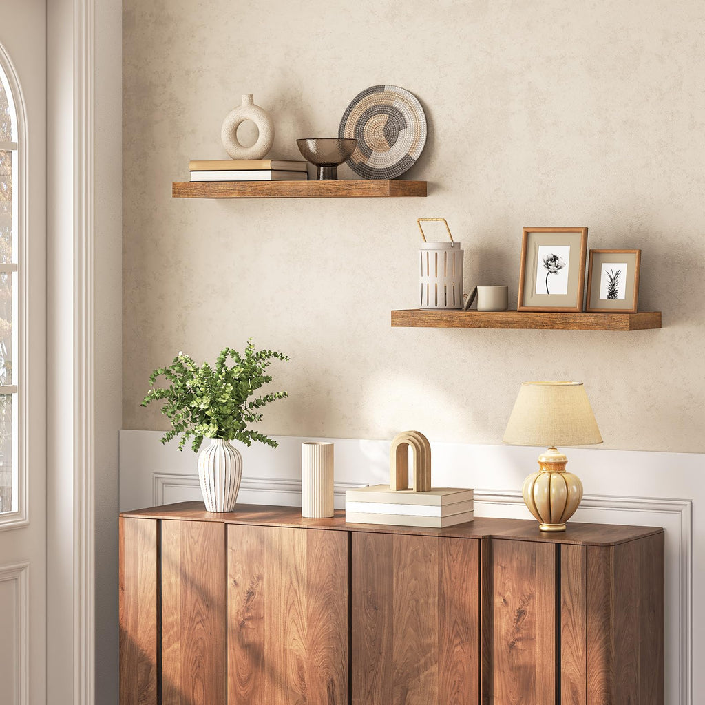 Floating Shelves for Wall, Wall Mounted Shelf Set of 2, 23.6" Hanging Shelf with Invisible Brackets, for Wall Decor