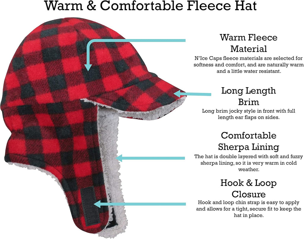 Toddler Baby Boys Flap Hat Mitten Set Fleece Sherpa Lined