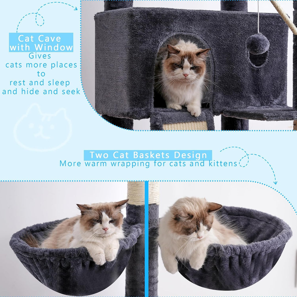Cat Tree Tower, Adjustable Height, Floor to Ceiling