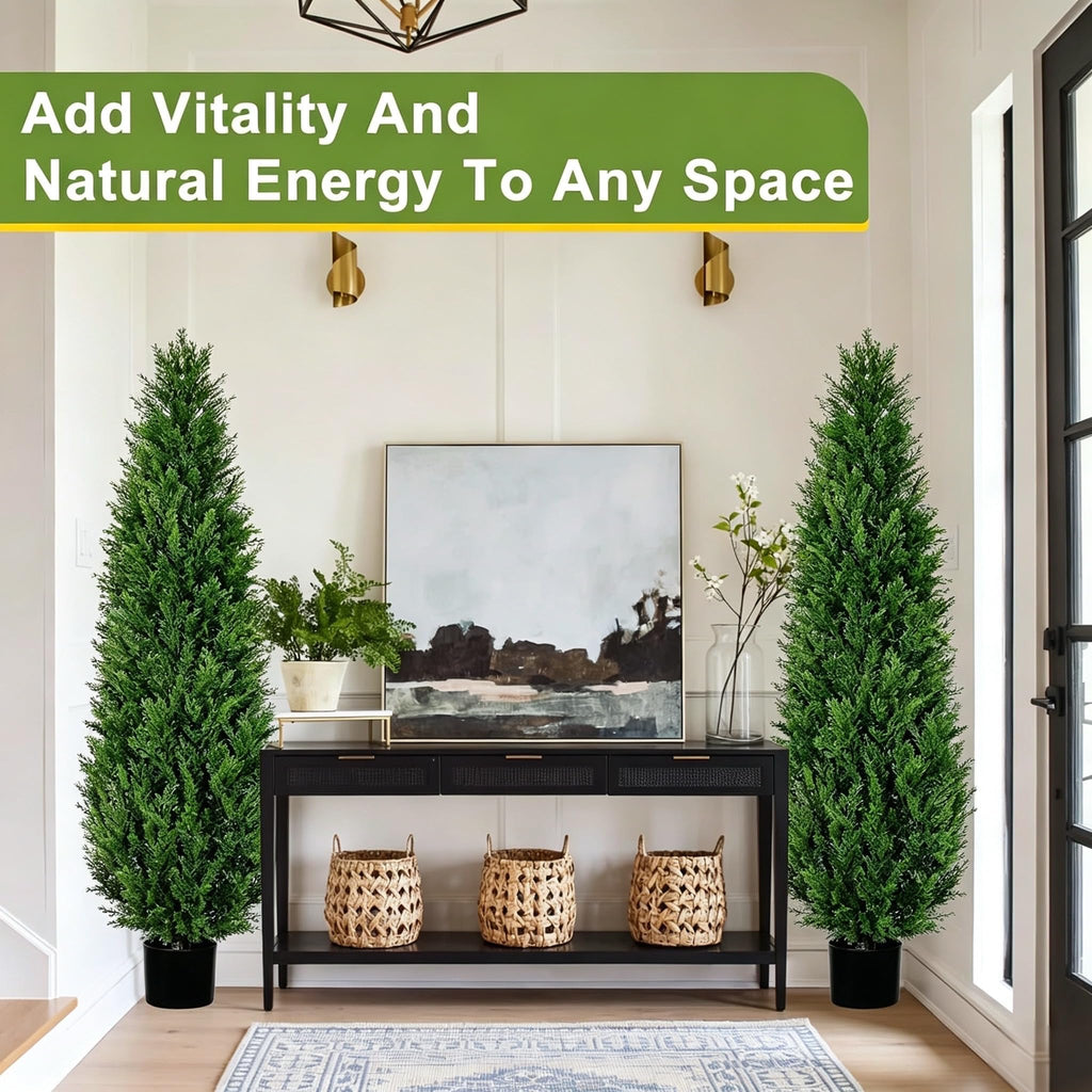 6FT Artificial Topiary Cedar Tree, 70 inchTall Artificial Trees for Outdoors, l Realistic Fake Plants Front Porch
