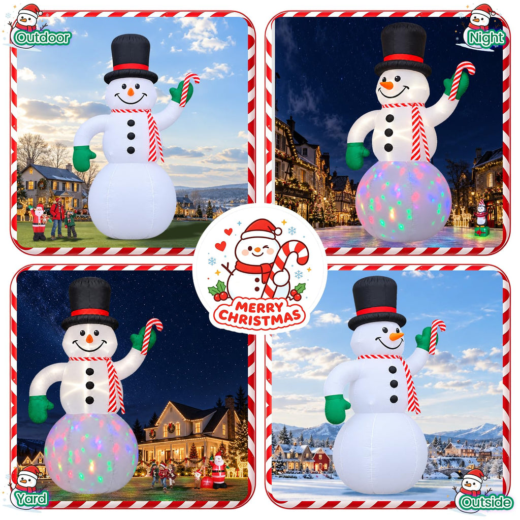 20FT Giant Christmas Inflatable Snowman with Colorful Rotating Lights