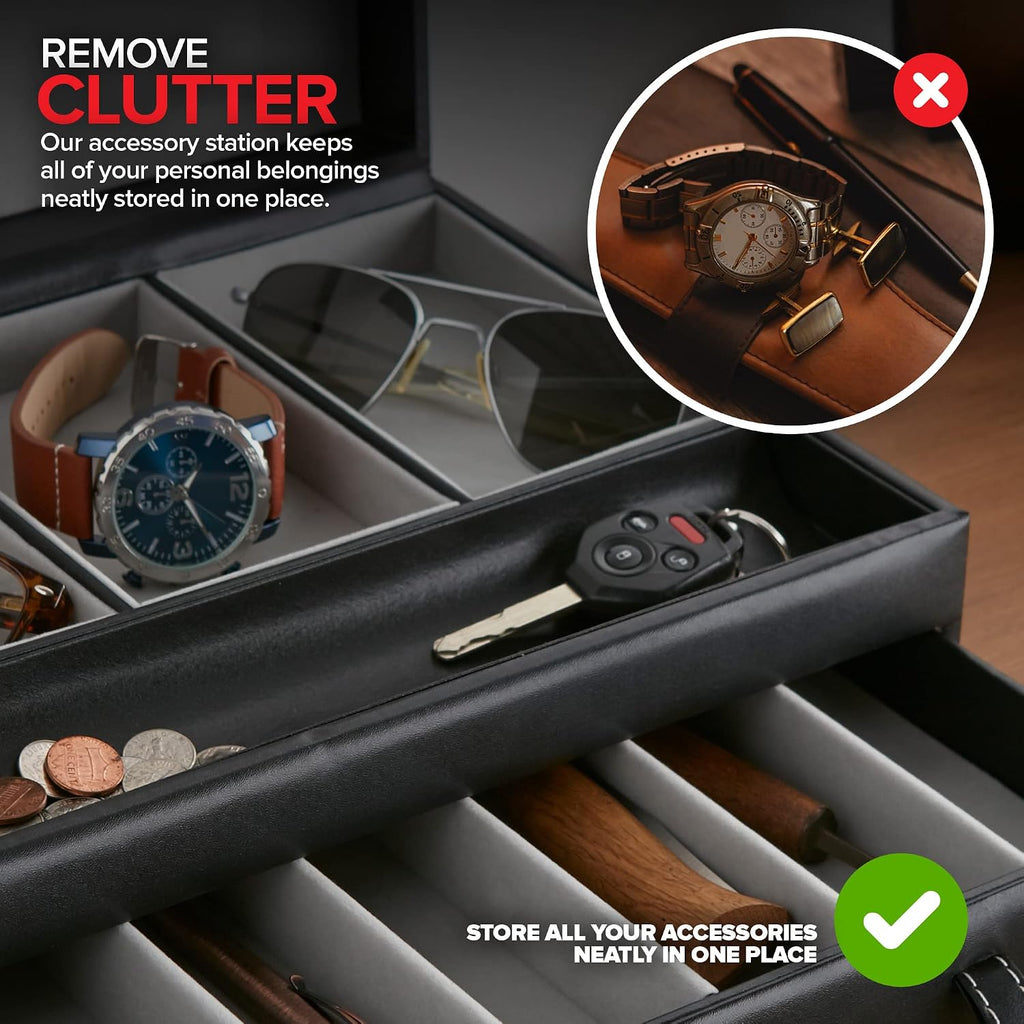 Mens Valet Tray, Men's Jewelry Box, Night Stand Organizers and Storage, Bedside Table Organizer, Watch Box