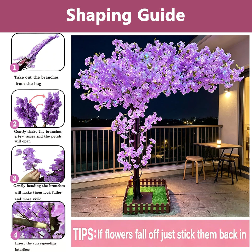 10FT Tall Artificial Cherry Blossom Trees Purple for Indoor Outdoors, Faux Fake Cherry Blossom Tree Living Room