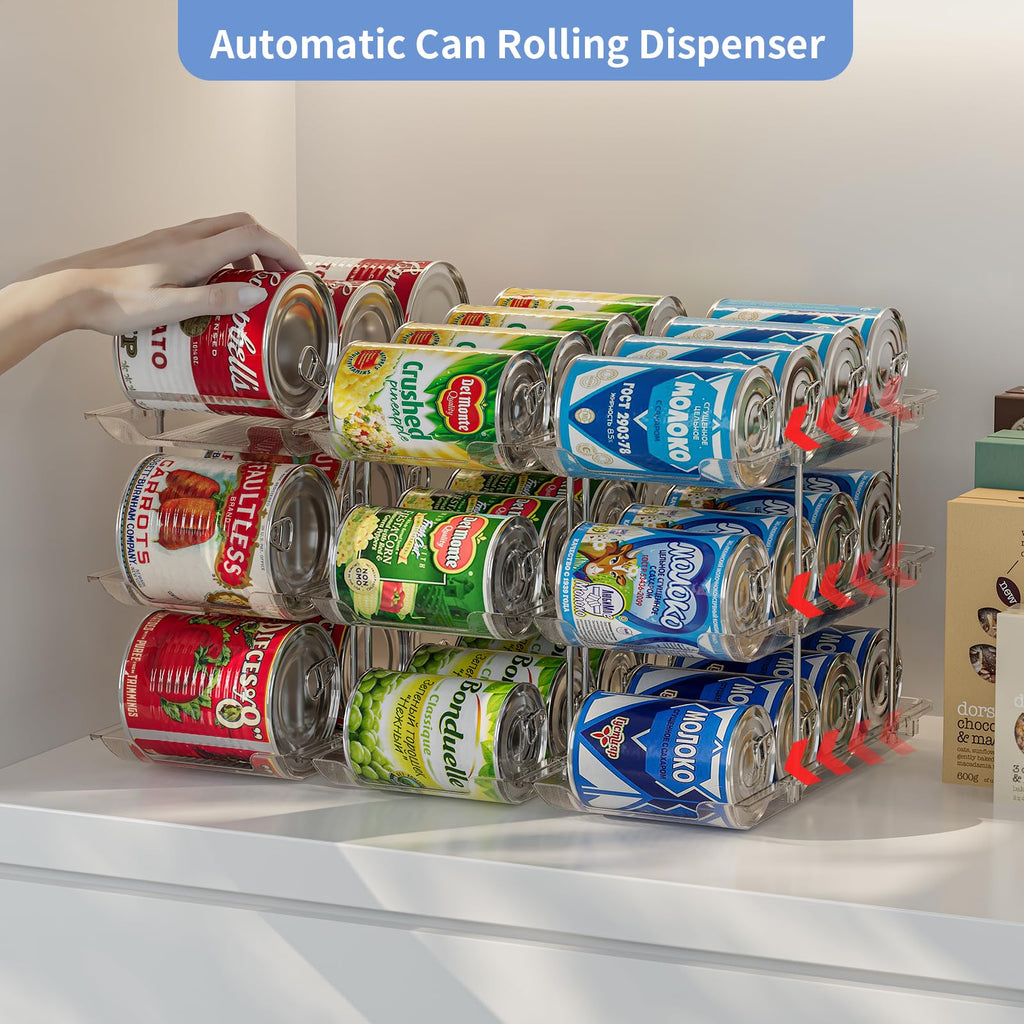 Can Organizer for Pantry, 3-Tier Stackable Can Dispenser Rack