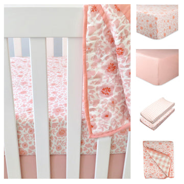 7-Piece and 5-Piece Sweet Dreams Nursery Gift Set 100% Organic Cotton for Infant Baby Boys, Girls, Unisex, 5-Piece