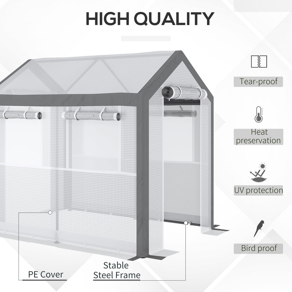 8' x 6' x 7.5' Walk-in Greenhouse Outdoor Gardening Canopy White