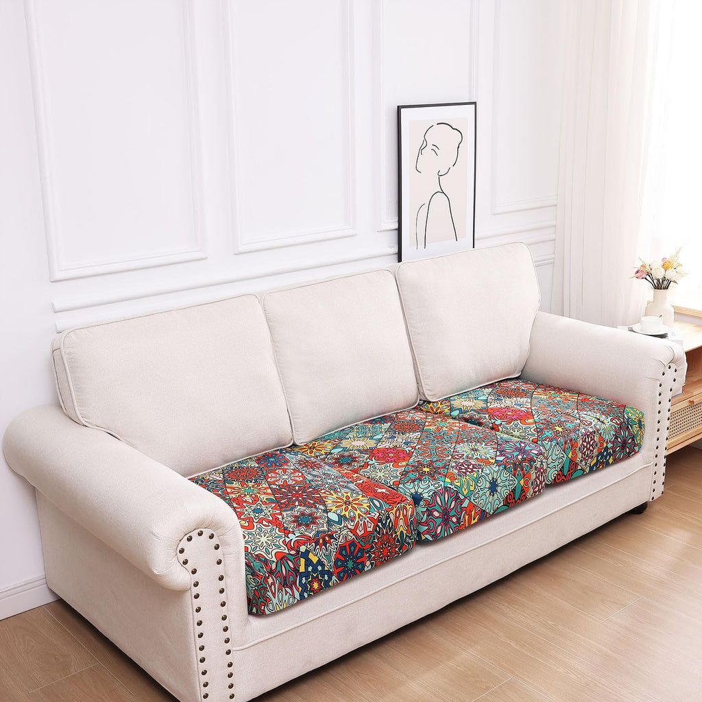 Printed Couch Cushion Covers, Sofa Covers Washable for 3 Cushion Couch