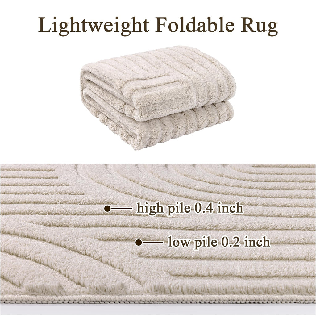 Soft Cozy Fluffy Arch High Low Pile Runner Rugs Non Slip Washable Scandinavian Minimalist Area Rug Runner