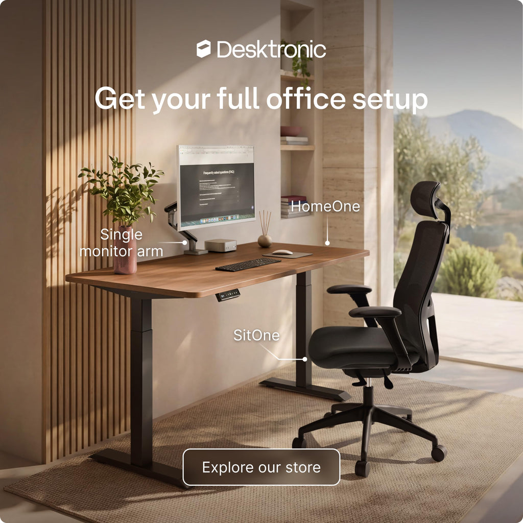 HomeOne Standing Desk 48x24 - Ergonomic Sit Stand Home Office Desk, Made in Europe, Electric Dual Motor Height