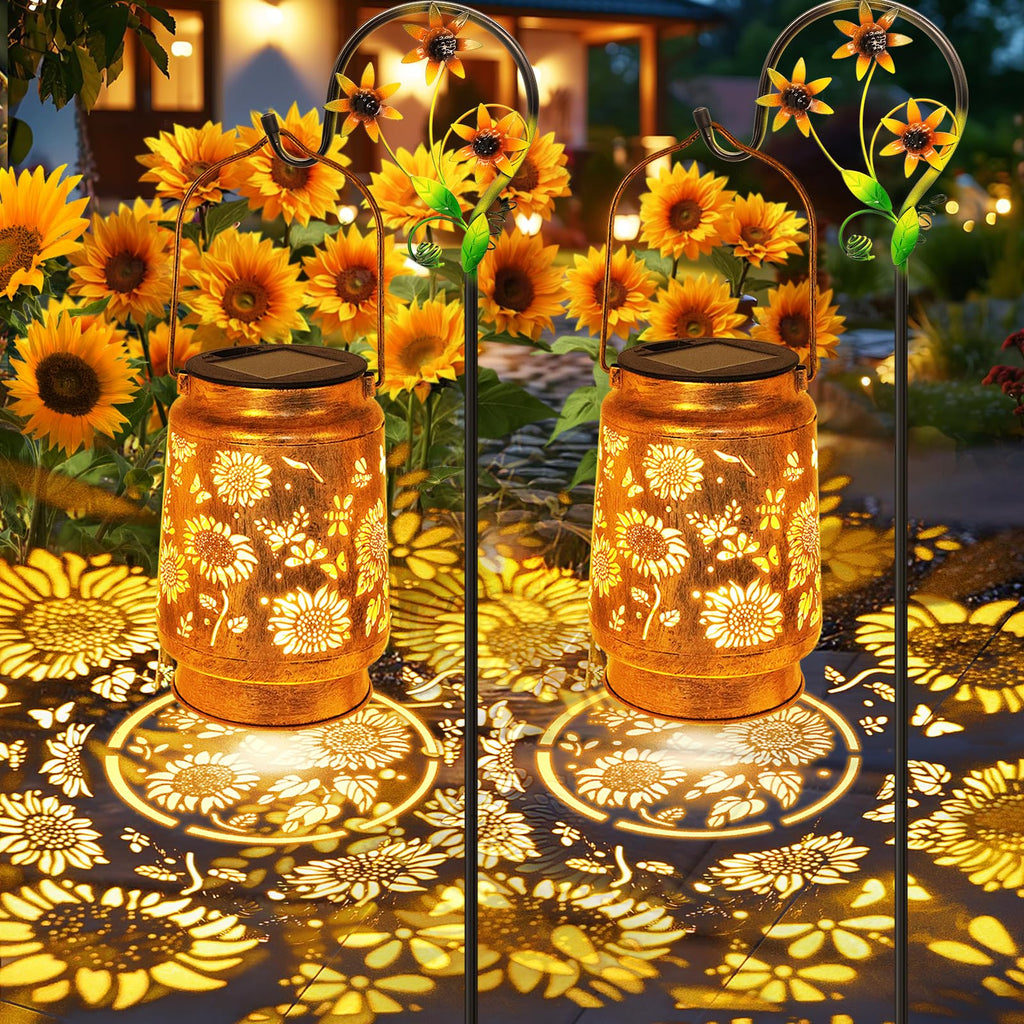 Sunflower Solar Lanterns Outdoor Waterproof, Birthday Gifts for Women Mom