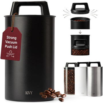 Vacuum Coffee Canister - Push Lid Preserves Coffee Aroma & Oil