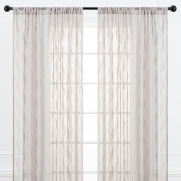 Premium Quatrefoil Voile Sheer Curtains - 2-Panel Light Filtering Curtains - 52" x 84" - Taupe
