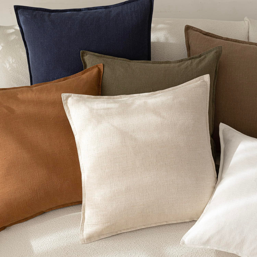 Decorative Linen Lumbar Throw Pillow Covers 12x20 Natural Beige