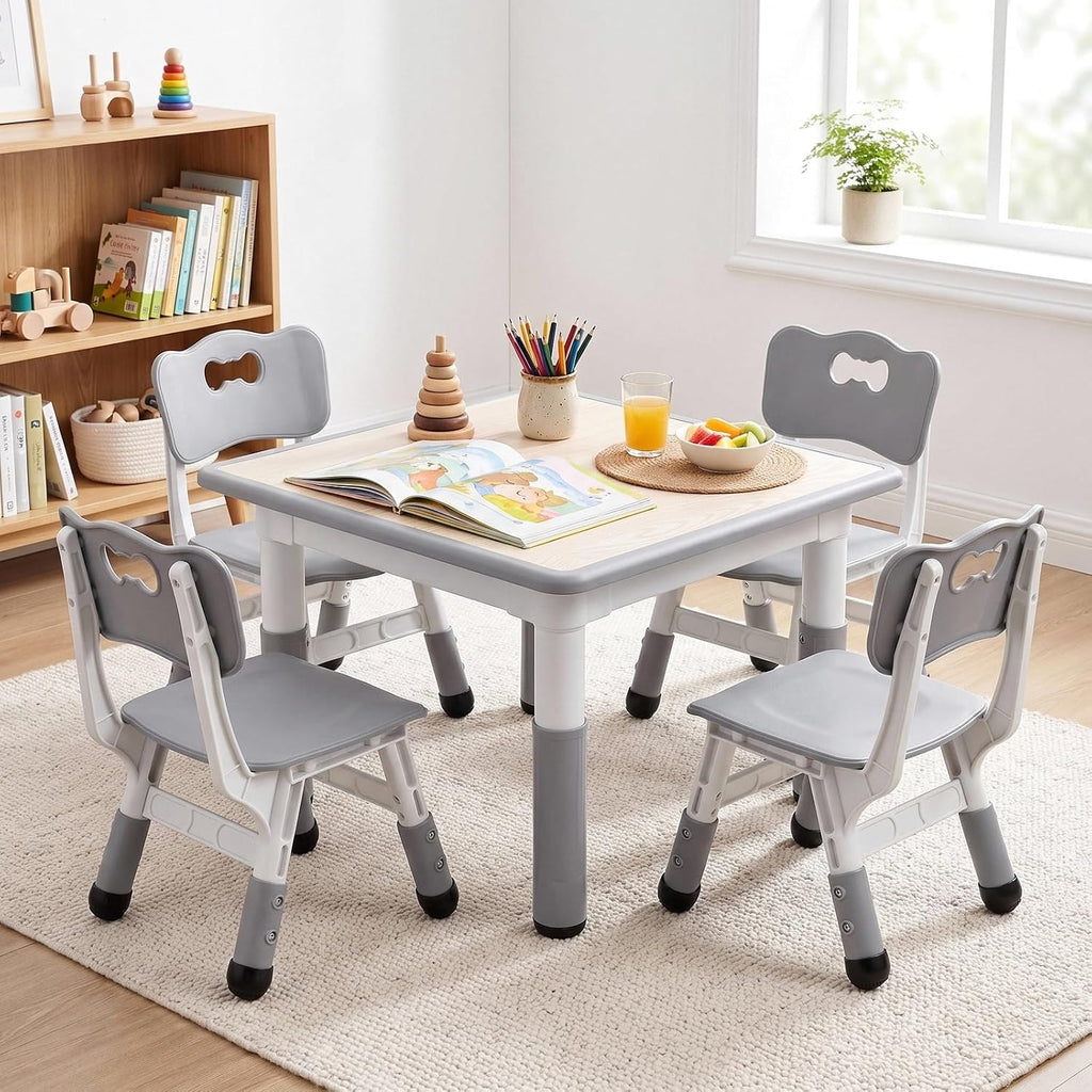 Kids Table and 4 Chairs Set, Anti-Slip Toddler Activity Desk