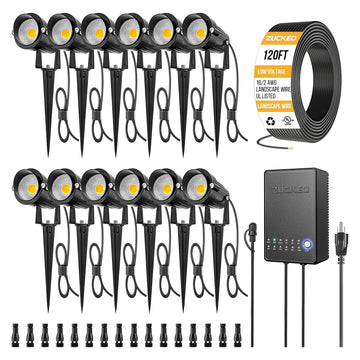 All-in-One Low Voltage Landscape Lighting Kit, 5W LED Landscape Lights with Transformer, 120FT Wire and Connectors