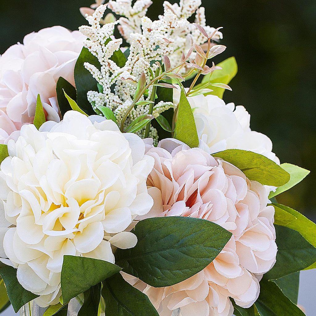 Artificial Silk Flower Arrangement with Vase, Mixed Artificial Silk Dahlia Flower in Vase for Decoration Home Office