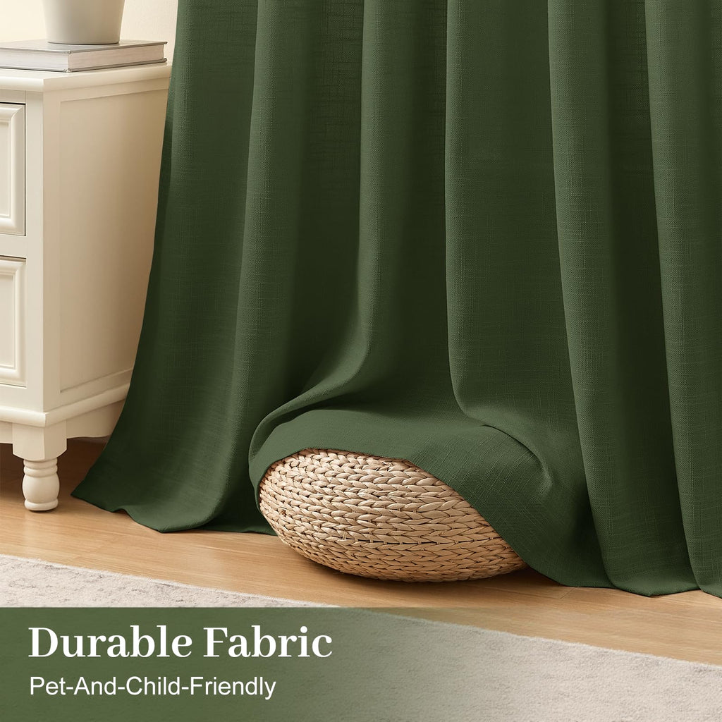 Pinch Pleated Sheer Linen Curtains 102 Inches Light Filtering, 2 Panels