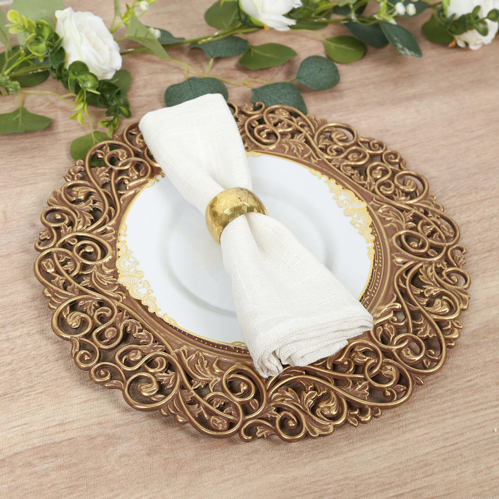 12 Pack 13" Brown Gold Acrylic Charger Plates - Elegant Round Reusable Dinner Chargers for Wedding Reception Banquet