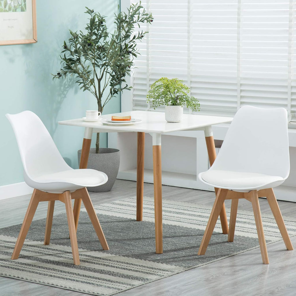 Mid Century Modern Dining Chairs,Shell Lounge Plastic Side Chair with Soft Padded and Wooden Legs for Dining