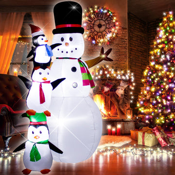 8 Foot Christmas Inflatable Snowman Penguin Decoration with LED Lights