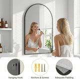 Arched Bathroom Mirror, 24"x36" Wall Mounted Mirror, Vanity Mirrors for Over Sink, Aluminum Alloy Frame Bathroom
