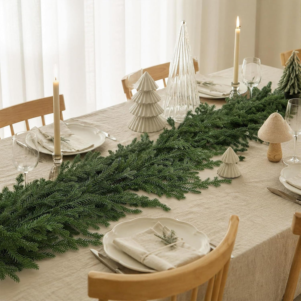 Upgraded 9ft Christmas Norfolk Pine Garland, Real Touch Greenery Decoration