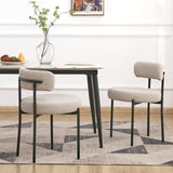EDWELL Boucle Dining Chairs Set of 2, Round Upholstered Dining Room Chairs with Black Metal Legs