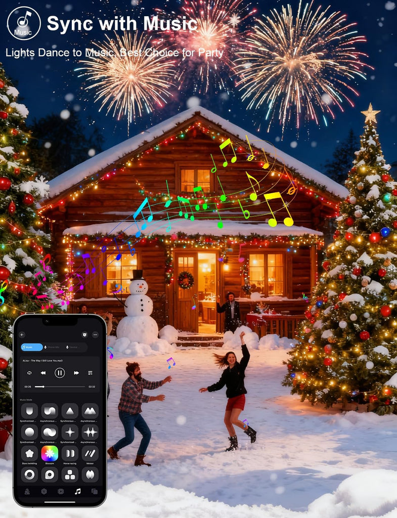 Smart Christmas String Lights 66Ft Color Changing