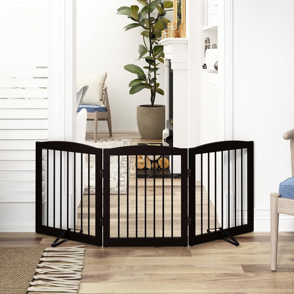Freestanding Pet Gate for Dogs, Foldable Wooden Dog Gate, Indoor Dog Gate for Doorways, Stairs, Gates for Dogs