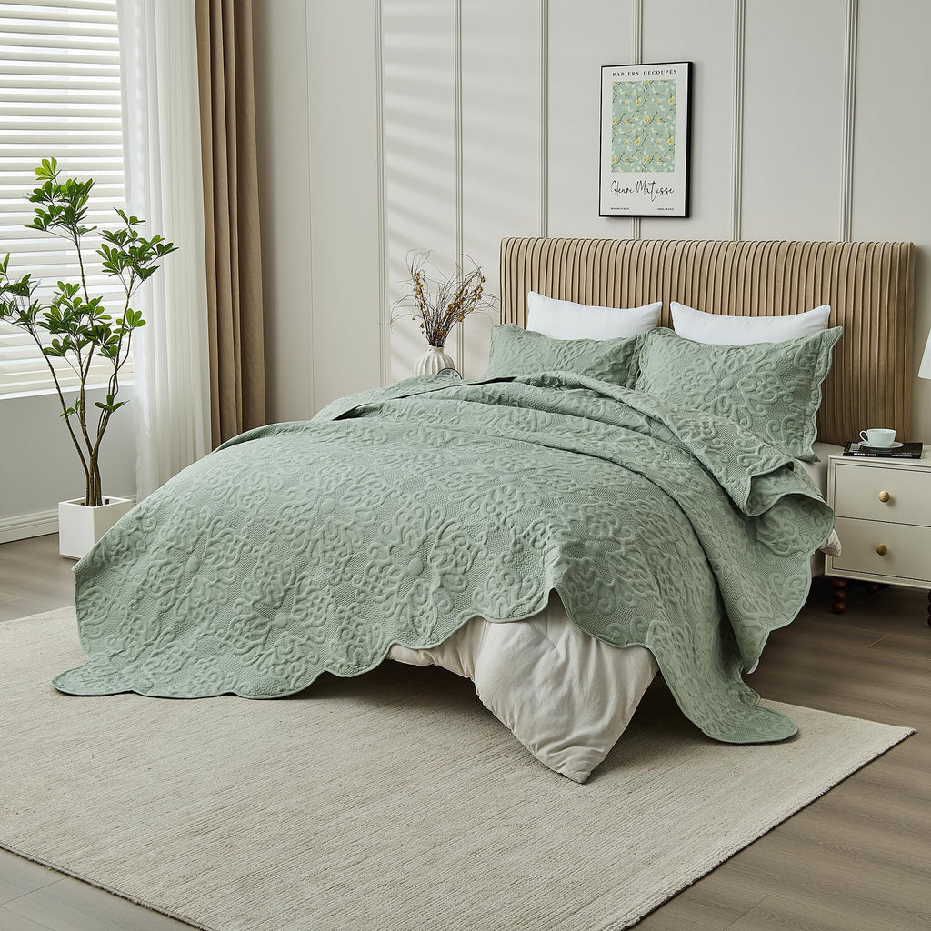 Oversized King Bedspreads 128x120 Sage